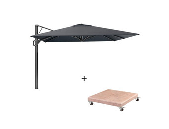 Beaufort zweefparasol - premium doek | 320x320cm met Venezia parasolvoet 120kg | Faded Black