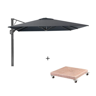 Beaufort zweefparasol - premium doek | 320x320cm met Venezia parasolvoet 120kg | Faded Black