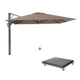 Beaufort zweefparasol - premium doek | 320x320cm met Modena parasolvoet 120kg | Havanna