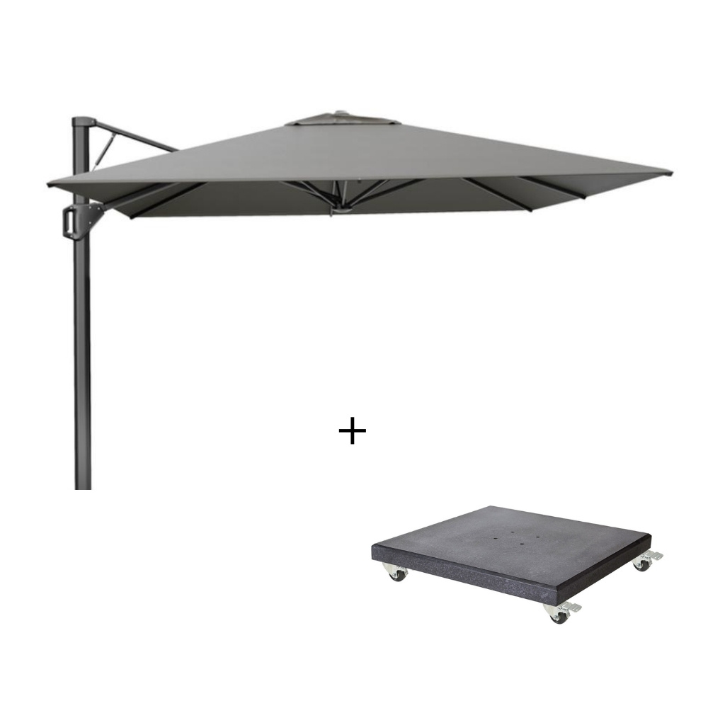 Beaufort zweefparasol - premium doek | 320x320cm met Modena parasolvoet 120kg | Manhattan