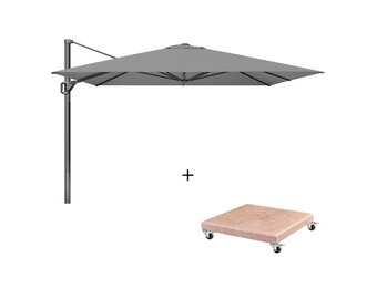 Challenger T¹ zweefparasol - premium doek | 350x350cm met Venezia parasolvoet 120kg | Manhattan