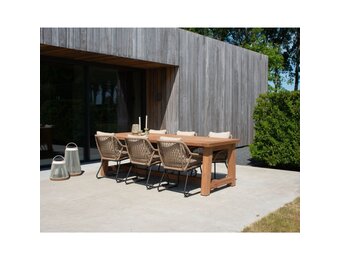 Alba/Portofino Sahara Dust dining tuinset | 6 personen | teakhout + touw | 250cm