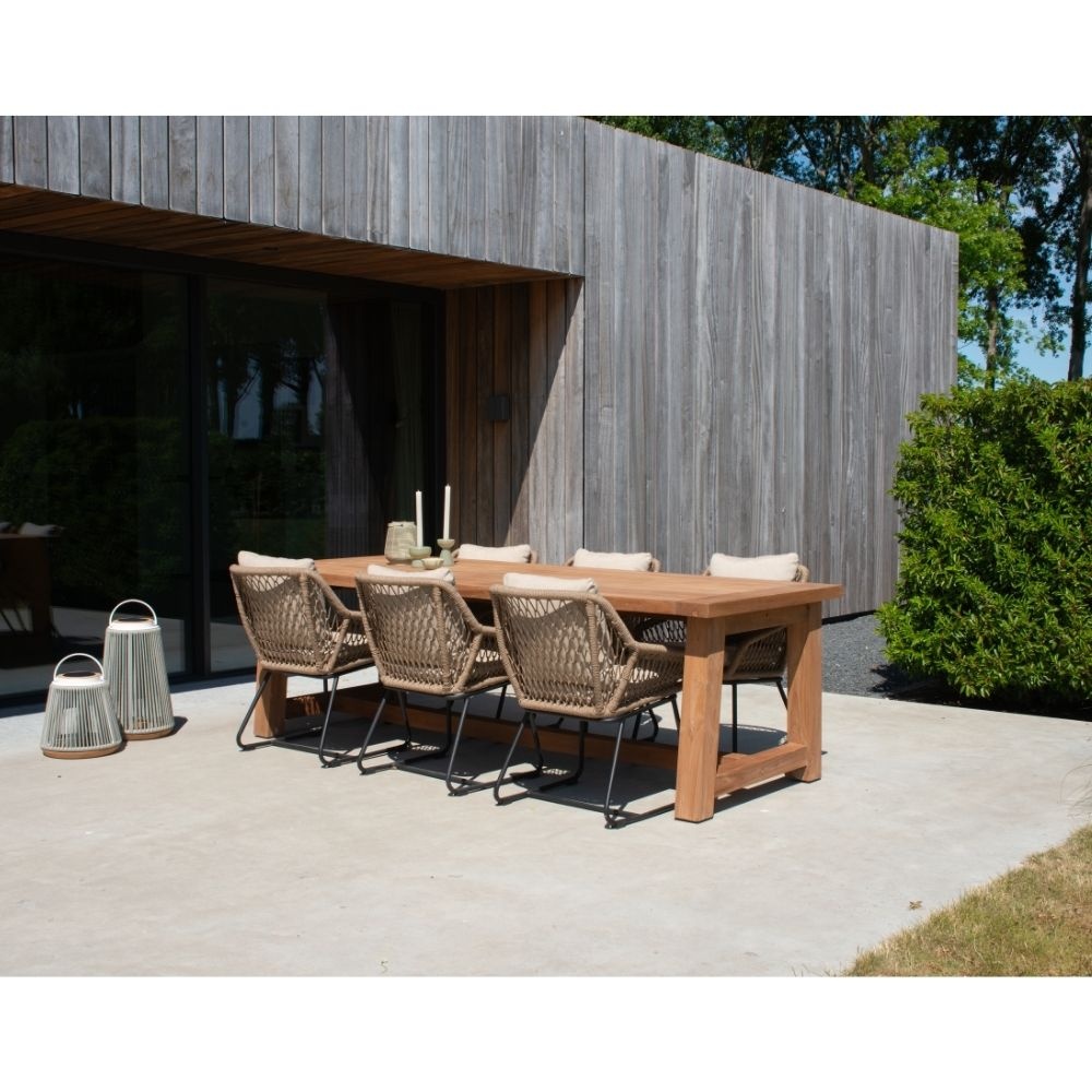 Alba/Portofino Sahara Dust dining tuinset | 6 personen | teakhout + touw | 250cm