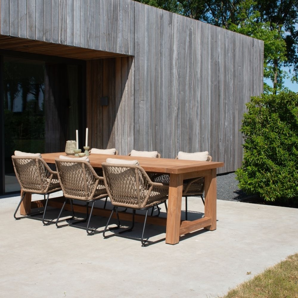 Alba/Portofino Sahara Dust dining tuinset | 6 personen | teakhout + touw | 250cm
