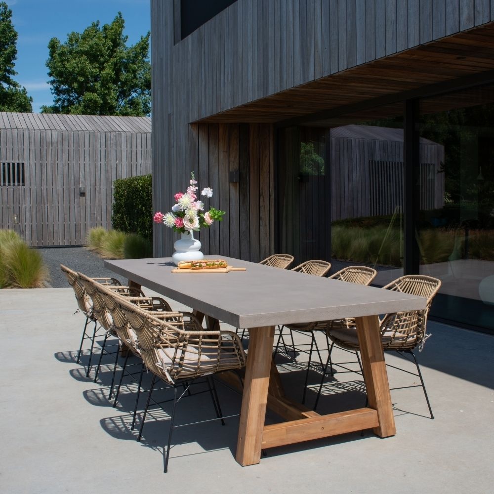 Veltis/Charlotte dining tuinset | 8 personen | betonlook + wicker | 300cm