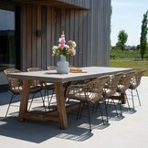 Veltis/Charlotte dining tuinset | 8 personen | betonlook + wicker | 300cm