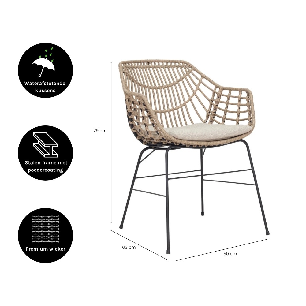 Veltis/Charlotte dining tuinset | 8 personen | betonlook + wicker | 300cm