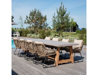Veltis/Portofino Sahara Dust dining tuinset | 8 personen | betonlook + touw | 300cm