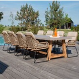 Veltis/Valencia Sahara Dust dining tuinset | 8 personen | betonlook + touw | 300cm