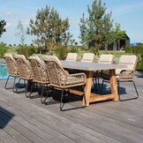 Veltis/Valencia Sahara Dust dining tuinset | 8 personen | betonlook + touw | 300cm