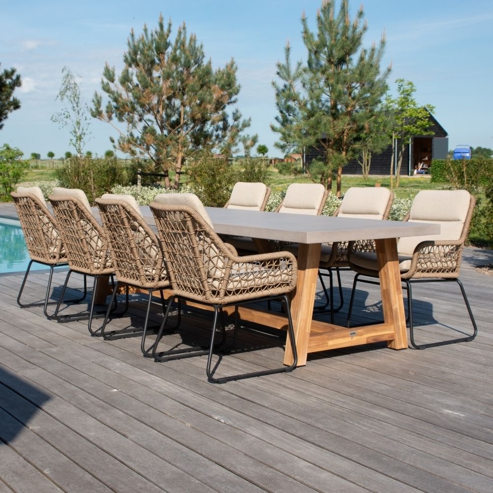 Veltis/Valencia Sahara Dust dining tuinset | 8 personen | betonlook + touw | 300cm