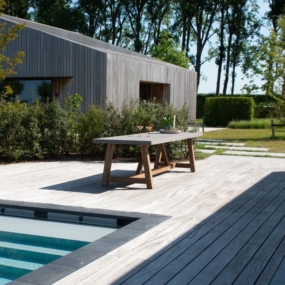 Veltis/Valencia Sahara Dust dining tuinset | 8 personen | betonlook + touw | 300cm