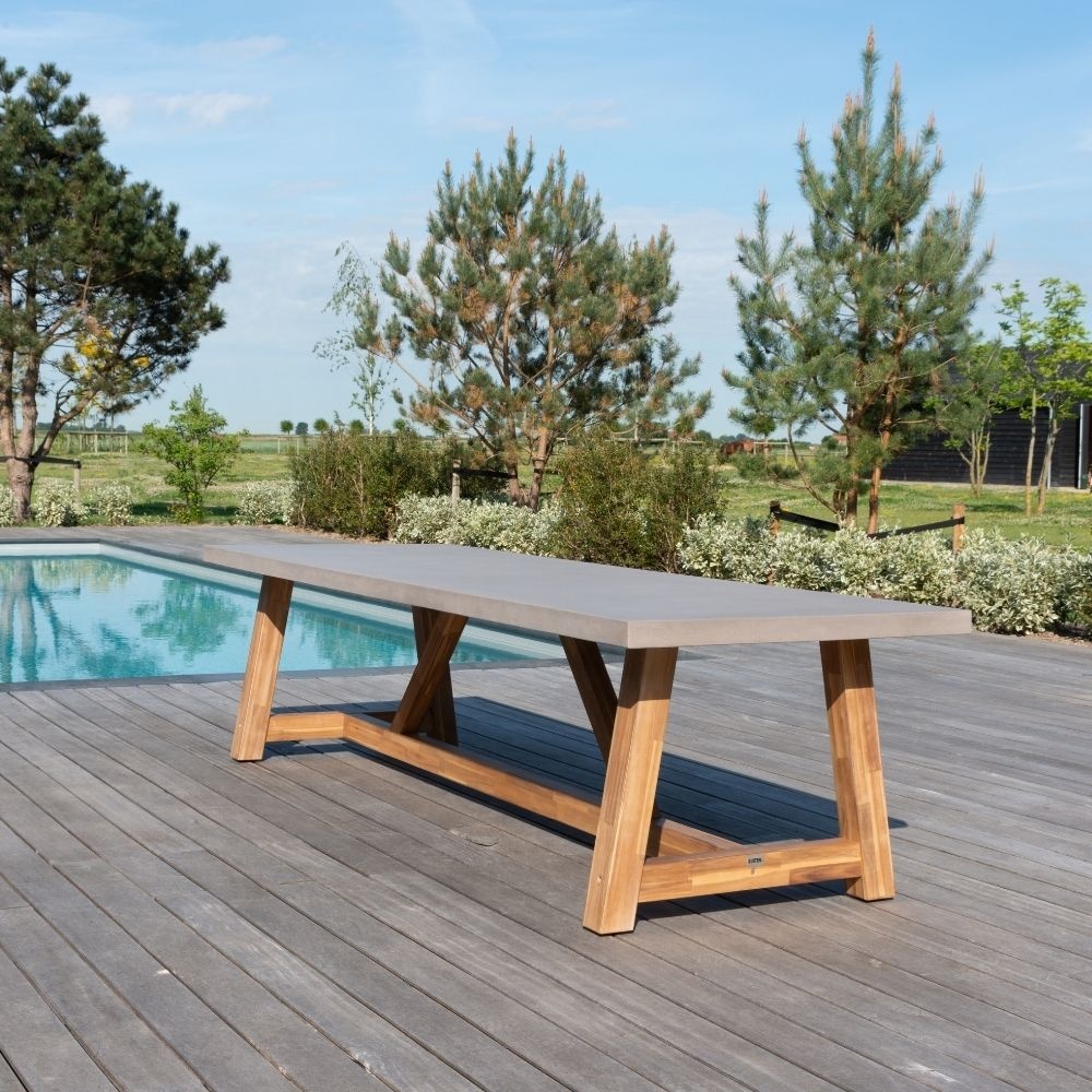Veltis/Valencia Sahara Dust dining tuinset | 8 personen | betonlook + touw | 300cm