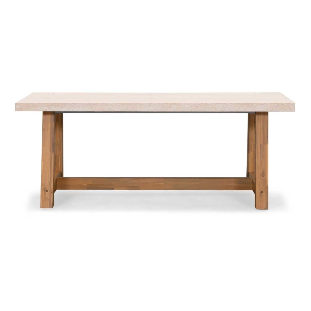 Velora/Valencia Sahara Dust dining tuinset | 4 personen | travertin + touw | 200cm