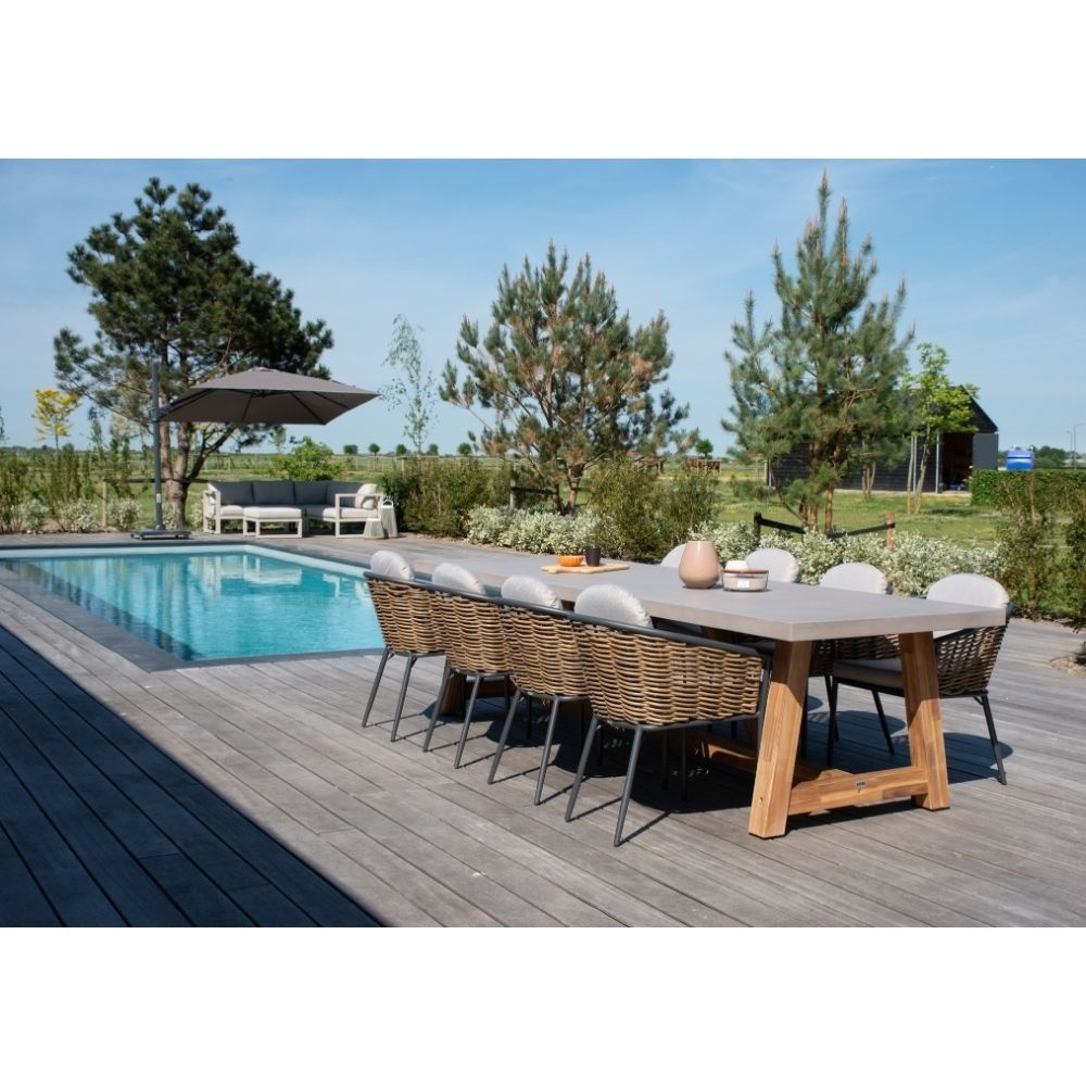 Lucca dining tuinstoel set van 6 stapelbaar | wicker + aluminium | zand