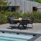 Harper dining tuinstoel | touw + rvs | Lava Grey