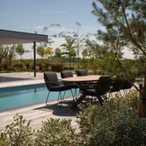 Harper dining tuinstoel set van 6 | touw + rvs | Lava Grey