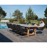 Harper dining tuinstoel set van 6 | touw + rvs | Lava Grey