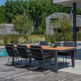 Harper dining tuinstoel set van 6 | touw + rvs | Lava Grey