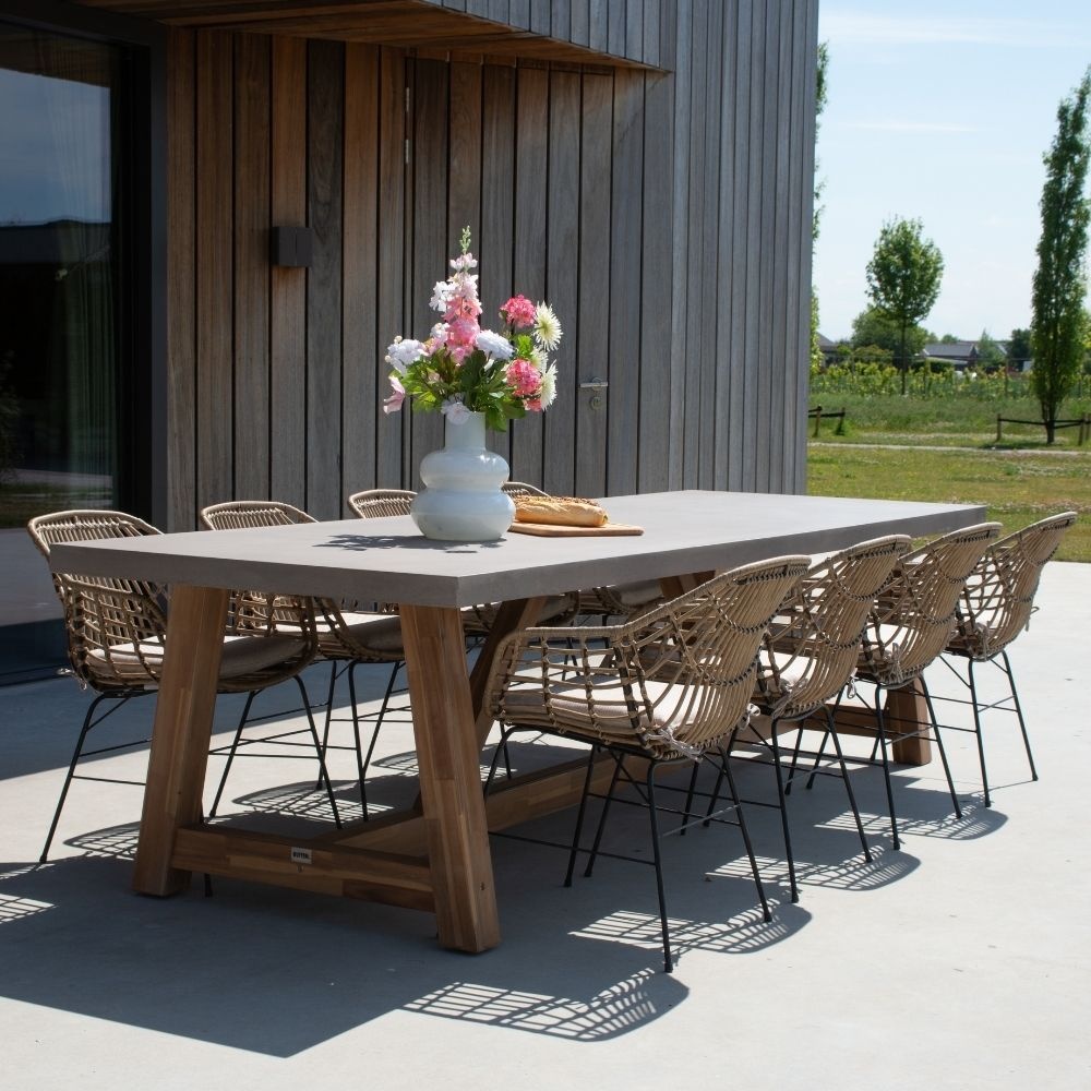 Charlotte dining tuinstoel | wicker + staal | Bamboo taupe