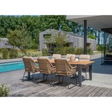 Valencia dining tuinstoel set van 8 | touw + aluminium | Sahara Dust