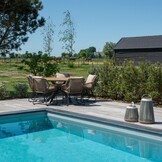 Cervo dining tuintafel 4 personen | polywood + aluminium | Natural Wood | Ø120cm rond