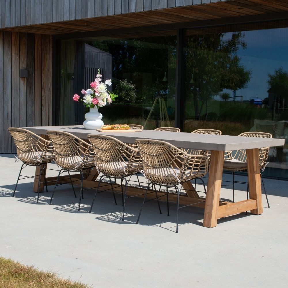 Veltis dining tuintafel 8 personen | polystone + hardhout | betonlook | 300cm