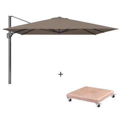 Challenger T¹ zweefparasol - premium doek | 350x350cm met Venezia parasolvoet 120kg | Havanna