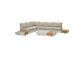 Verona hoek loungeset met all weather kussens 6 personen | aluminium + teakhout | beige | 4-delig - 345x275cm