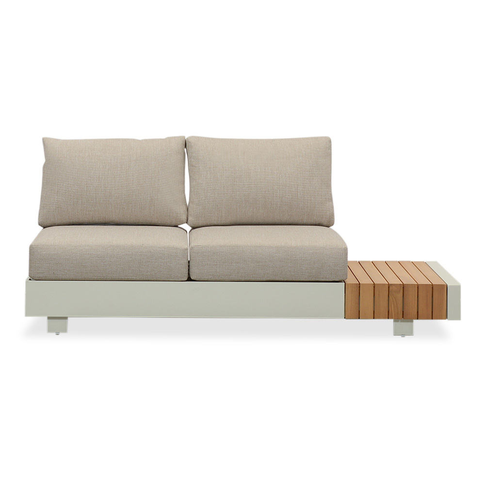 Verona hoek loungeset met all weather kussens 6 personen | aluminium + teakhout | beige | 4-delig - 345x275cm