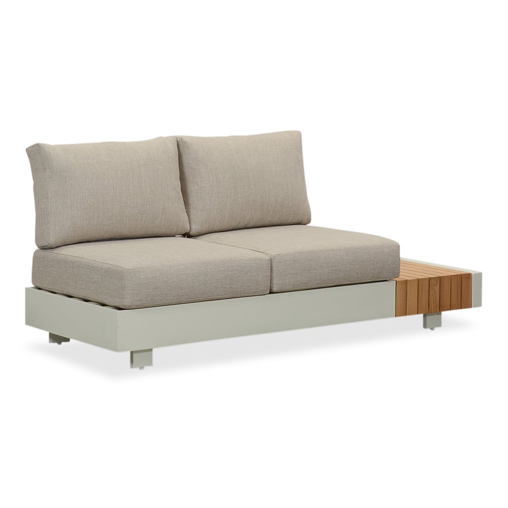 Verona hoek loungeset met all weather kussens 6 personen | aluminium + teakhout | beige | 4-delig - 345x275cm