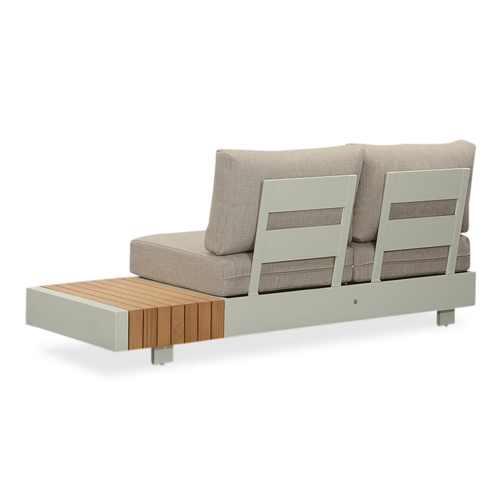 Verona hoek loungeset met all weather kussens 6 personen | aluminium + teakhout | beige | 4-delig - 345x275cm