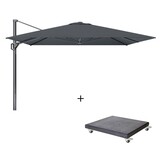 Challenger T¹ zweefparasol - premium doek | 350x350cm met Modena parasolvoet 120kg | Faded Black