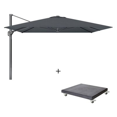 Challenger T¹ zweefparasol - premium doek | 350x350cm met Modena parasolvoet 120kg | Faded Black