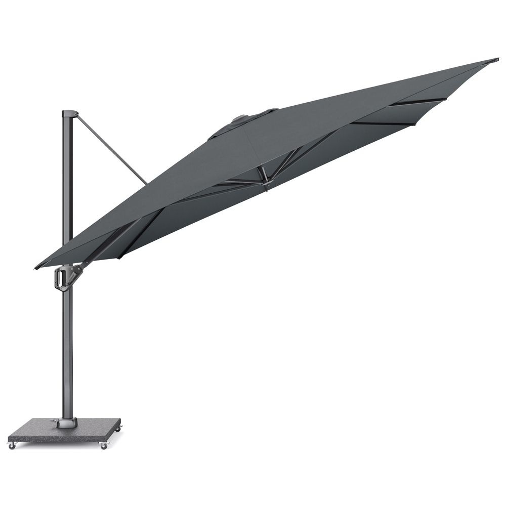Challenger T¹ zweefparasol - premium doek | 350x350cm met Modena parasolvoet 120kg | Faded Black