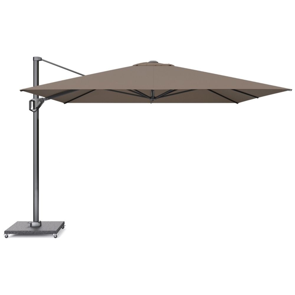 Challenger T¹ zweefparasol - premium doek | 350x350cm met Venezia parasolvoet 120kg | Havanna