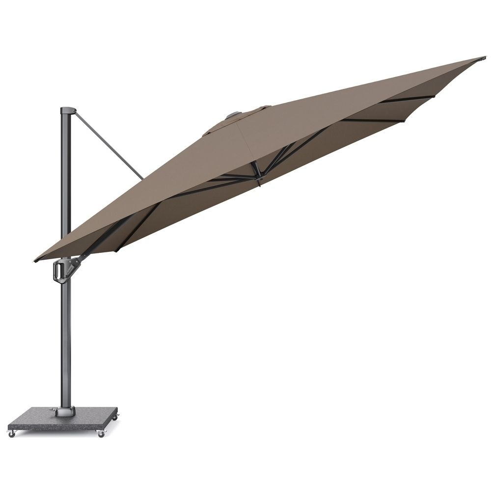 Challenger T¹ zweefparasol - premium doek | 350x350cm met Venezia parasolvoet 120kg | Havanna