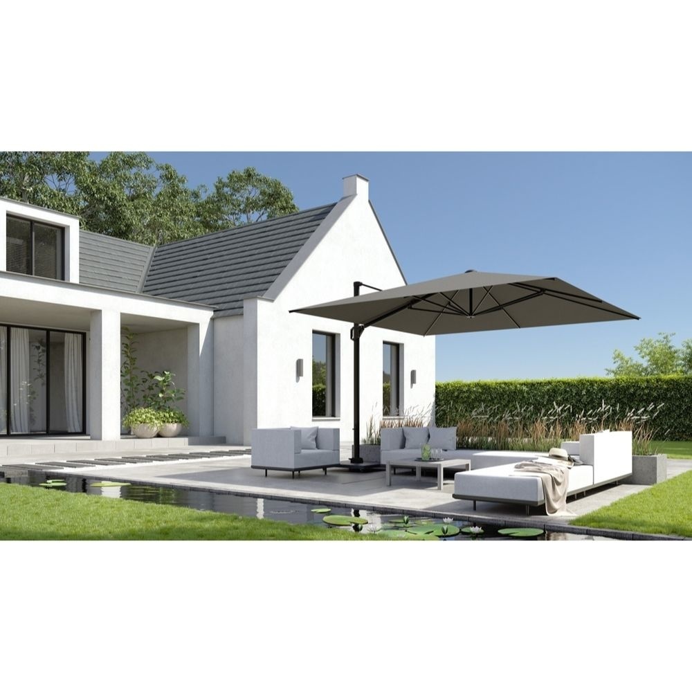 Challenger T¹ zweefparasol - premium doek | 350x350cm met Venezia parasolvoet 120kg | Havanna