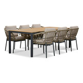 Delta/Dakota beige/antraciet dining tuinset | 6 personen | teakhout + touw | 220cm