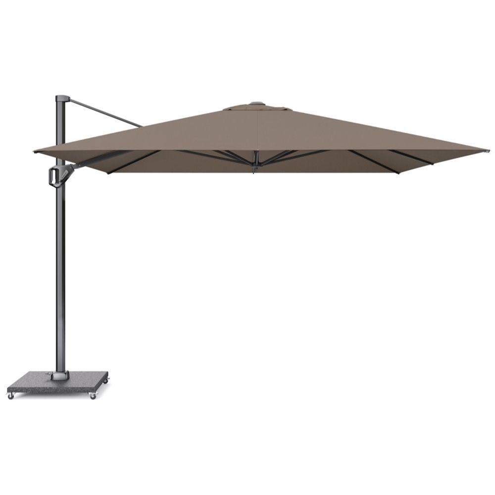 Challenger T¹ zweefparasol - premium doek | 350x350cm met Venezia parasolvoet 120kg | Havanna