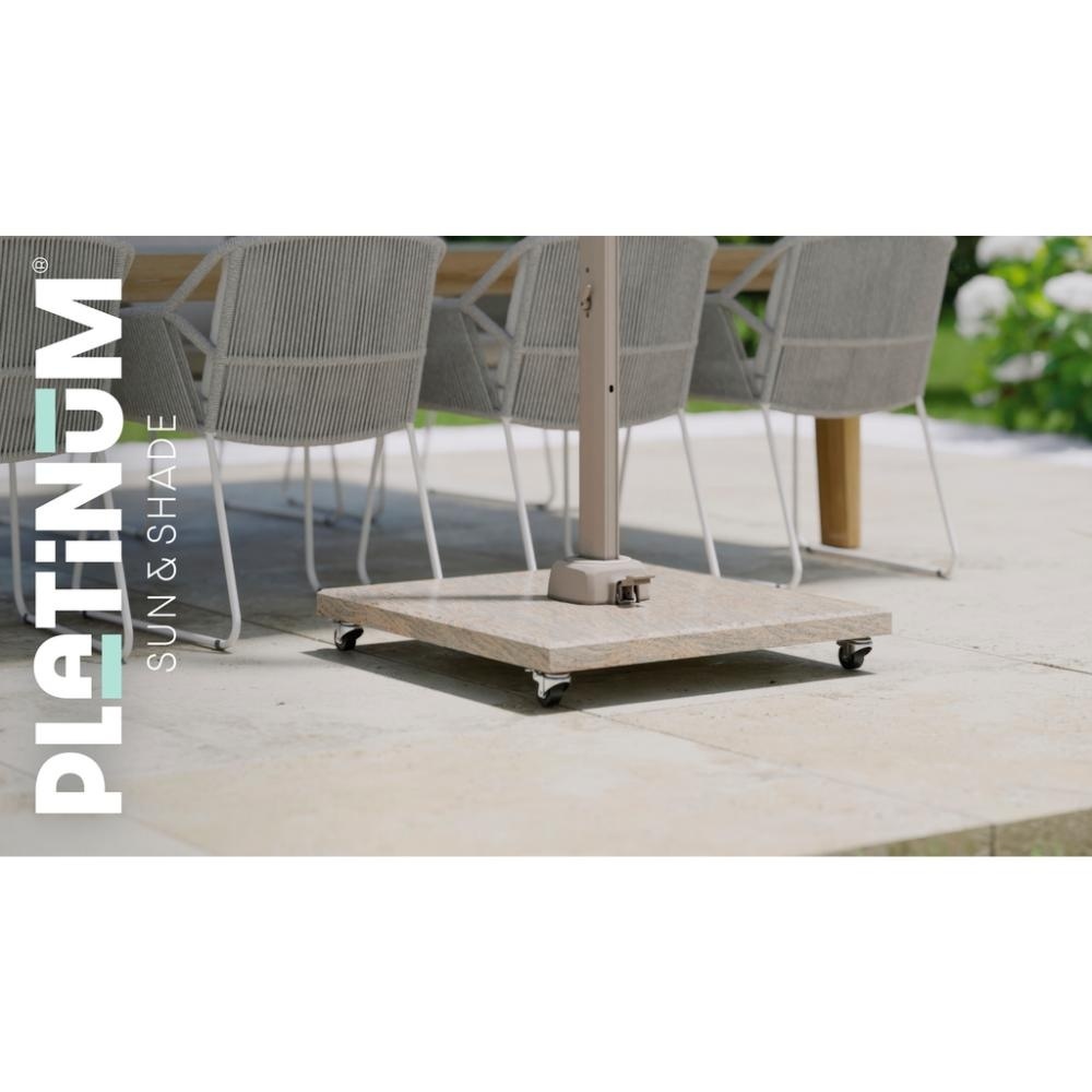 Challenger T¹ zweefparasol - premium doek | 350x350cm met Venezia parasolvoet 120kg | Havanna