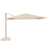 Challenger T² zweefparasol - premium doek | 260x350cm met Modena parasolvoet 90kg | Champagne/Teak look