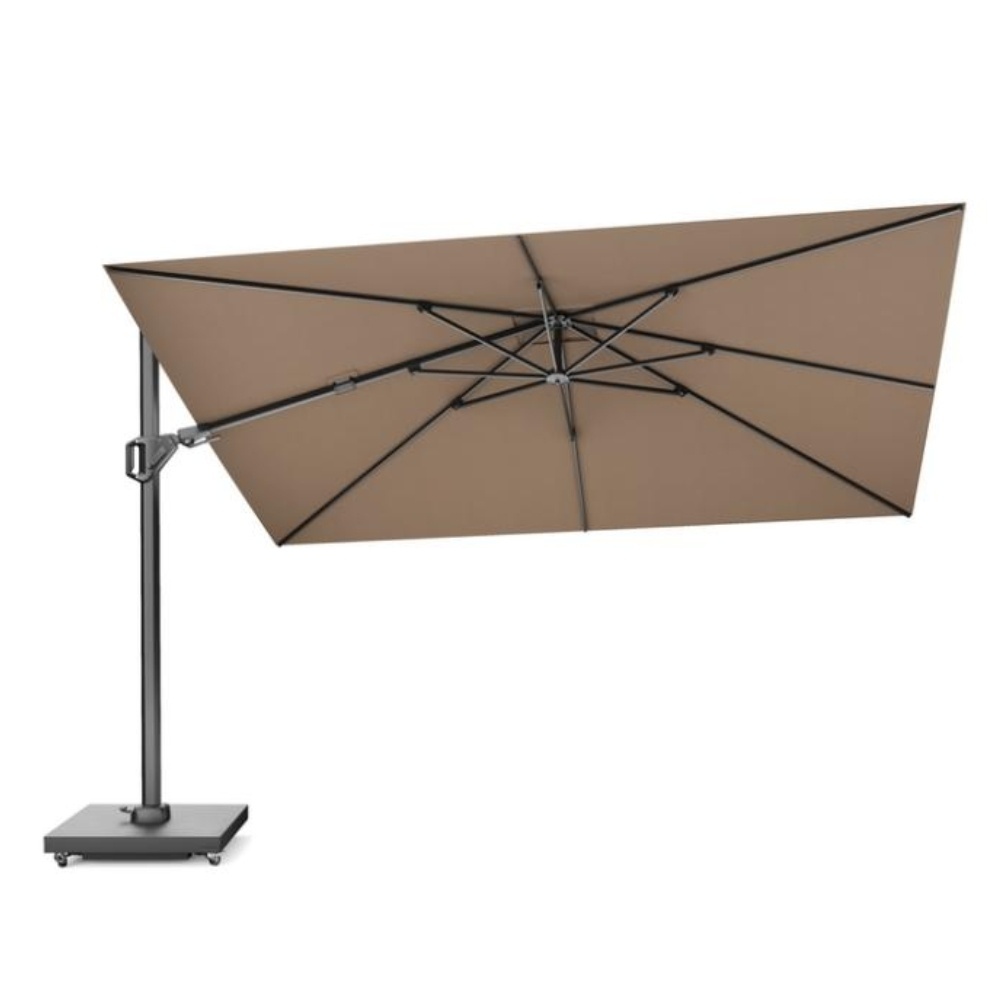 Challenger T² zweefparasol - premium doek | 260x350cm met parasolvoet 90kg | Havanna