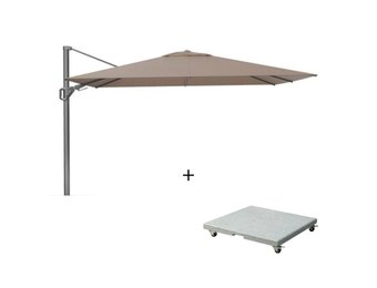 Challenger T² zweefparasol - premium doek | 260x350cm met Salerno parasolvoet 90kg | Havanna