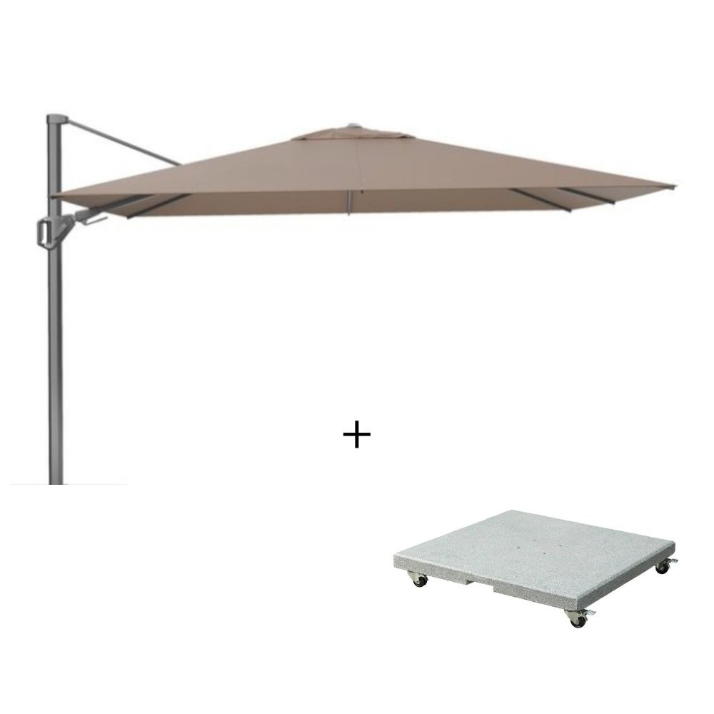 Challenger T² zweefparasol - premium doek | 260x350cm met Salerno parasolvoet 90kg | Havanna afbeelding