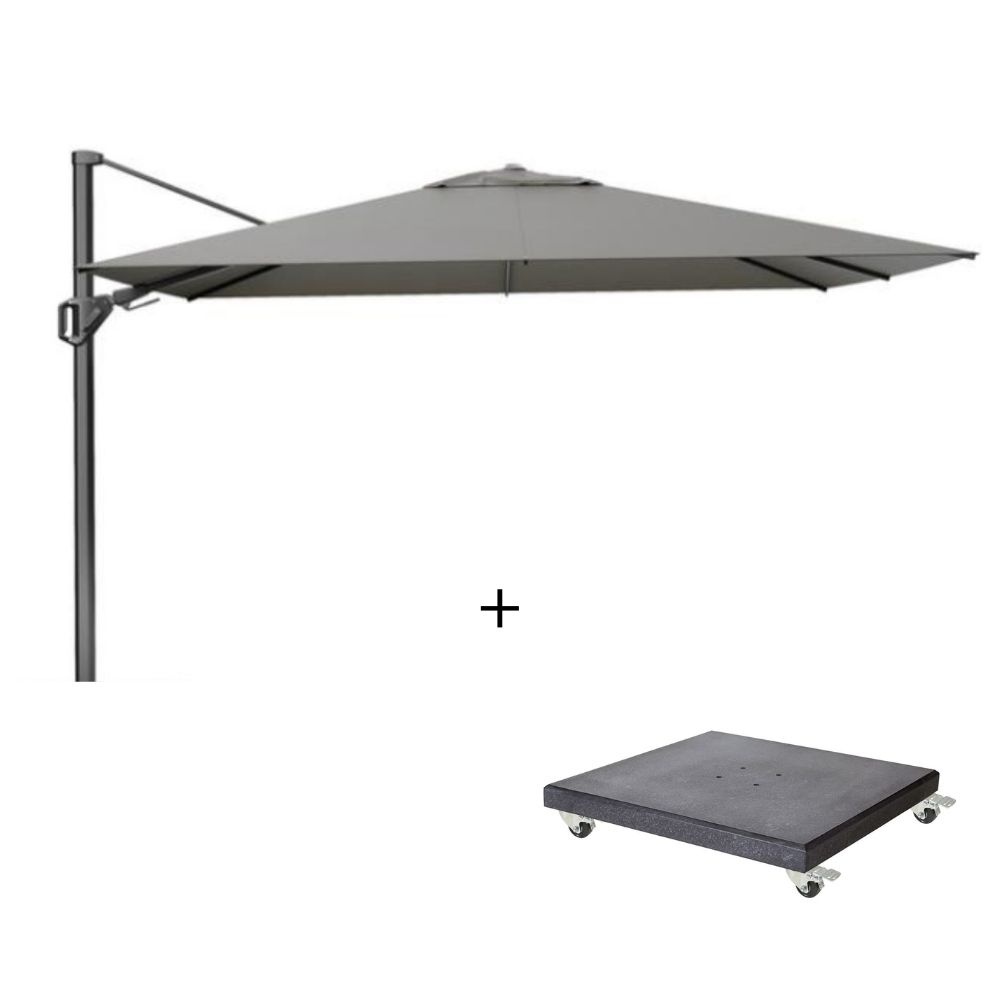 Challenger T² zweefparasol - premium doek | 260x350cm met Modena parasolvoet 90kg | Manhattan