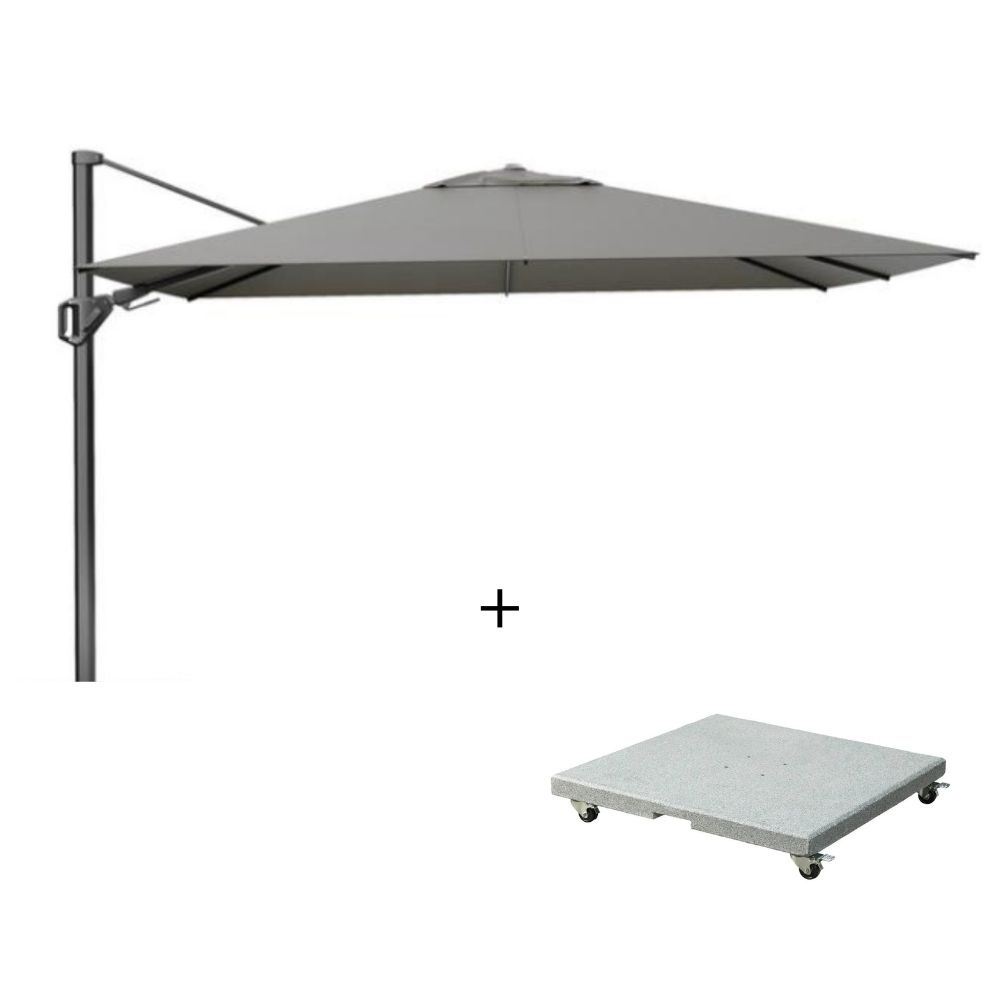 Challenger T² zweefparasol - premium doek | 260x350cm met Salerno parasolvoet 90kg | Manhattan