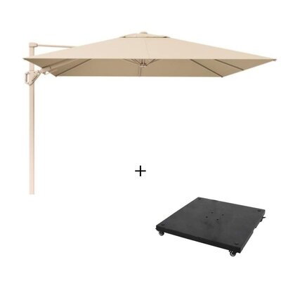 Challenger T² zweefparasol - premium doek | 300x300cm met parasolvoet 90kg | Champagne/Sandstone