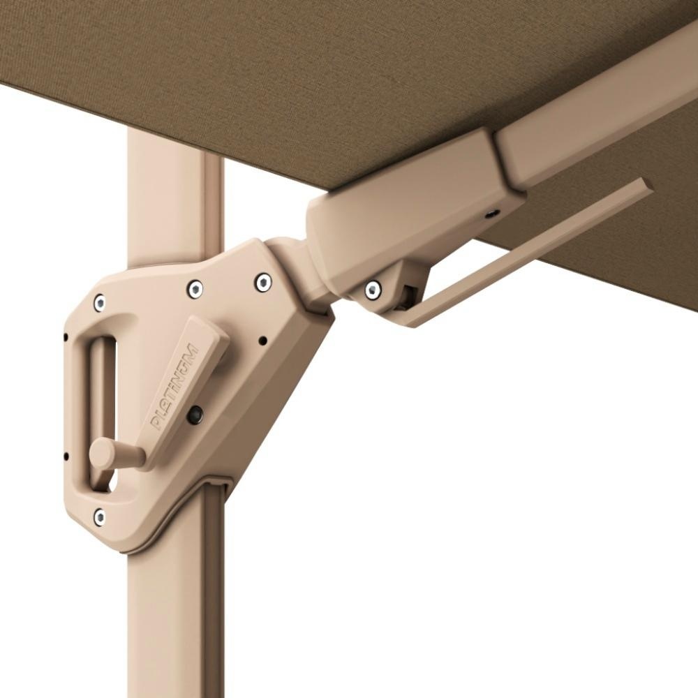 Challenger T² zweefparasol - premium doek | 300x300cm met parasolvoet 90kg | Champagne/Sandstone