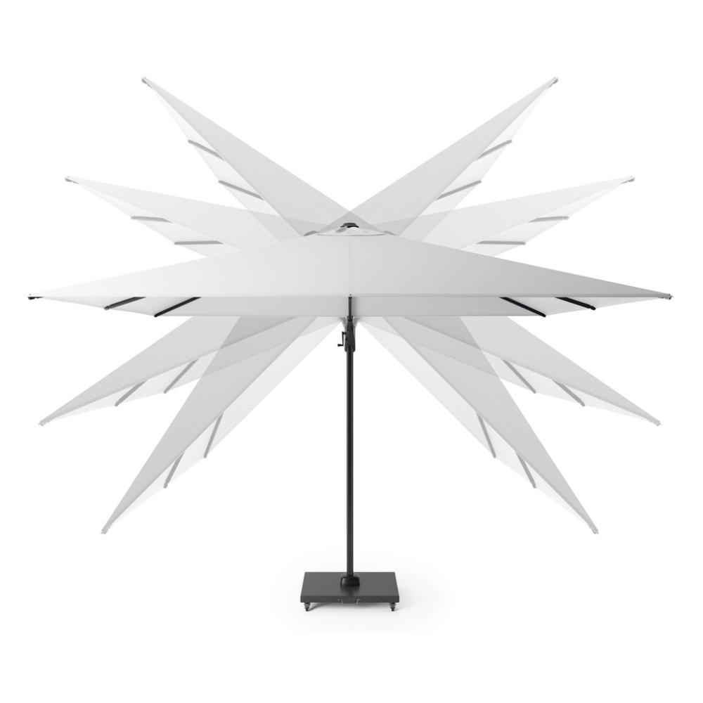 Challenger T² zweefparasol - premium doek | 300x300cm met parasolvoet 90kg | Faded Black/Teak look